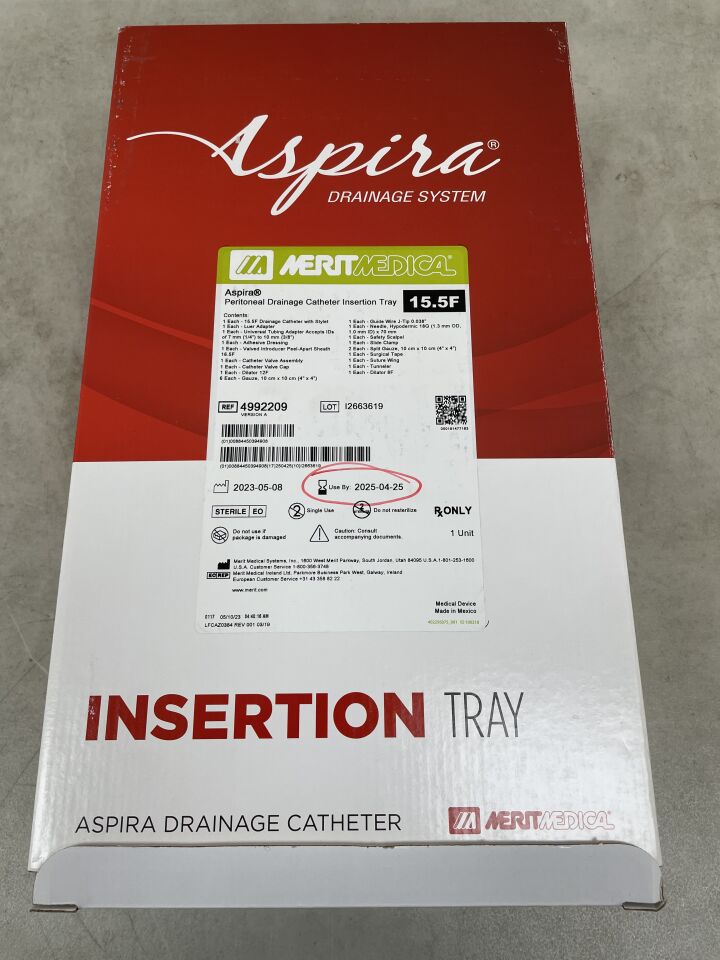 4992209 - MERIT MEDICAL - Aspira Peritoneal Drainage System Starter Kit, (BX/1) - ( Expiry Date: 2025-04-25 )