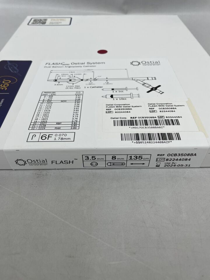 OCB3508BA - OSTIAL - Flash Dual Balloon Angioplasty Catheter, Coronary 3.5mm x 8mm, 135cm, (BX/1) - ( Expiry Date: 2025-06-30 )