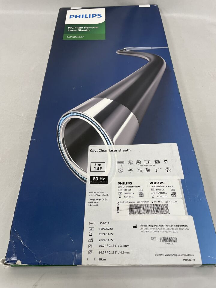 500-514 - PHILIPS - CavaClear IVC Filter Removal Laser Sheath 14F, (BX/1) - ( Expiry Date: 2025-07-26 )