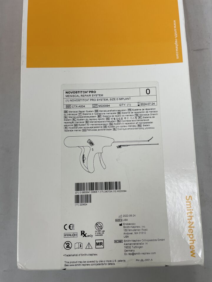 CTX-A004 - SMITH & NEPHEW - Ceterix NovoStitch Pro 0 Meniscal Repair System, (BX/1) - ( Expiry Date: 2024-11-28 )