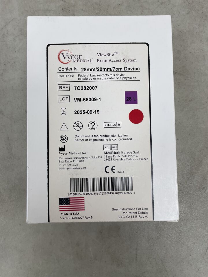 TC282007 - VYCOR MEDICAL - ViewSite Brain Access System (VBAS) Device 28mm/20mm/7cm, (BX/1) - ( Expiry Date: 2025-09-19 )