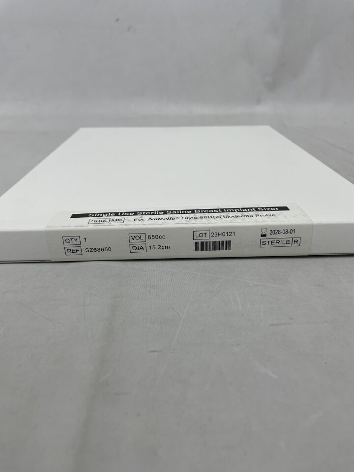 SZ68650 - ALLERGAN - Natrelle Style Single Use Saline Breast Implant Sizer, 15.2cm x 650cc, (BX/1) - ( Expiry Date: 2028-08-01 )