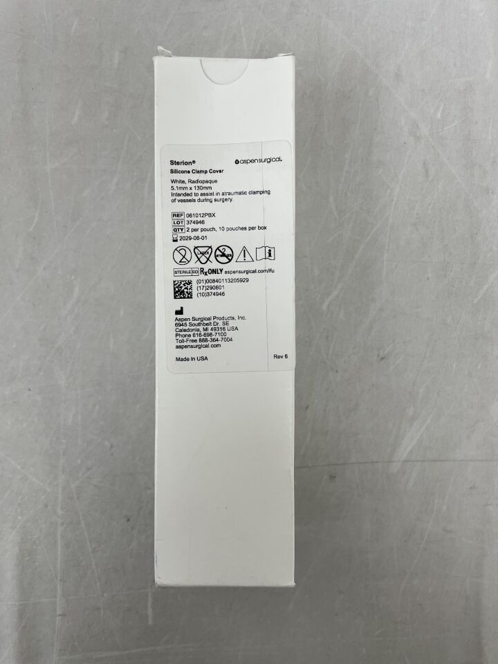 061012PBX - ASPEN SURGICAL - Sterion Clamp Cover White, Silicone, Radiopaque, 5.1 x 130mm, (BX/10) - ( Expiry Date: 2029-06-01 )