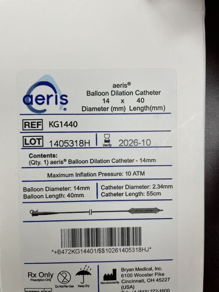 KG1440 - AERIS - Catéter de dilatación con balón de 14 mm de diámetro x 40 mm de longitud (caja/1) - (Fecha de caducidad: 01/10/2026)