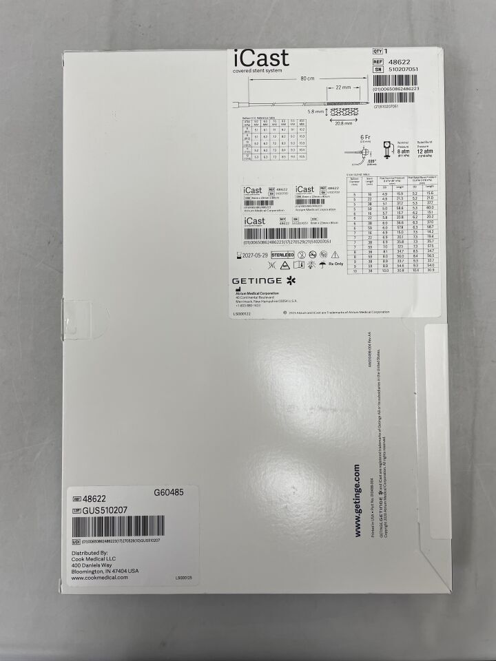 48622 - ATRIUM - iCast Covered Stent System, 6mmX22mmX80cm, (BX/1) - ( Expiry Date: 2027-05-29 )