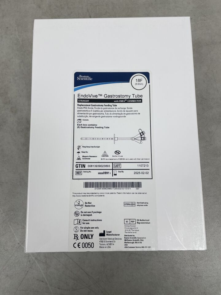 991 - BOSTON SCIENTIFIC - EndoVive Gastrostomy Tube, Straight, with ENFit ConnectorEndoVive Gastrostomy Tube, Straight, with ENFit Connector, 18FR, (BX/5) - ( Expiry Date: 2025-02-02 )