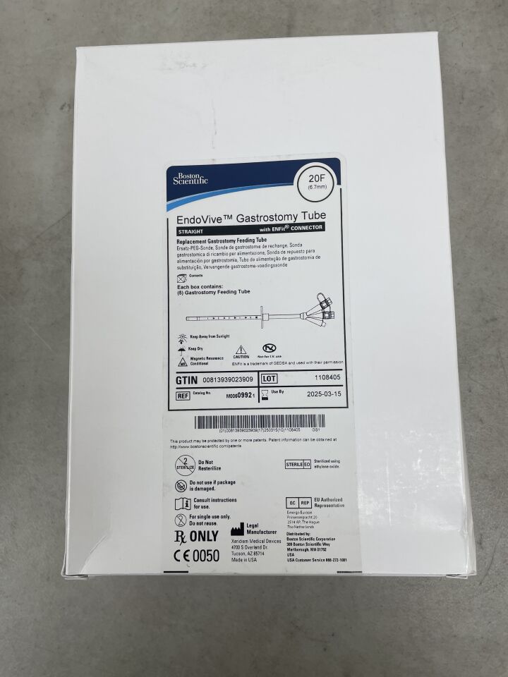 0992 - BOSTON SCIENTIFIC - EndoVive Gastrostomy Tube STRAIGHT w/ENFit CONNECTOR 20F, (BX/5) - ( Expiry Date: 2025-03-15 )