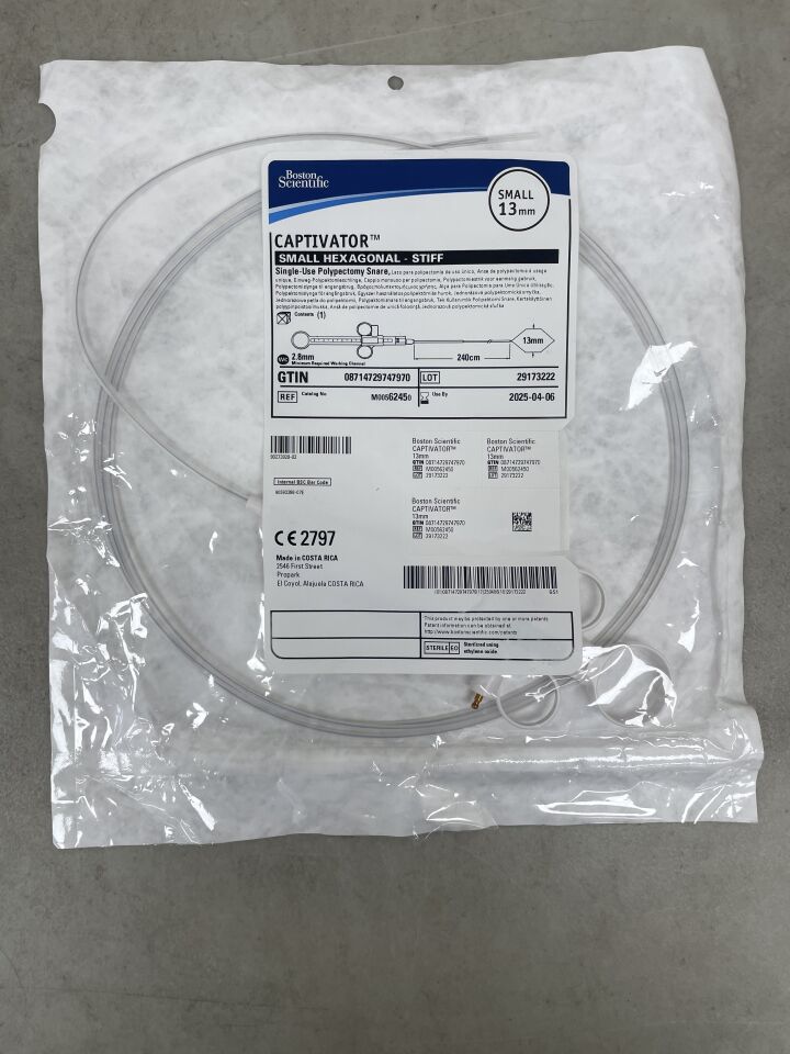 6245 - BOSTON SCIENTIFIC - Captivator Single-Use Polypectomy Snare - Small Hexagonal/Stiff - Small - 13mm x 240cm
, () - ( Expiry Date: 2025-04-06 )