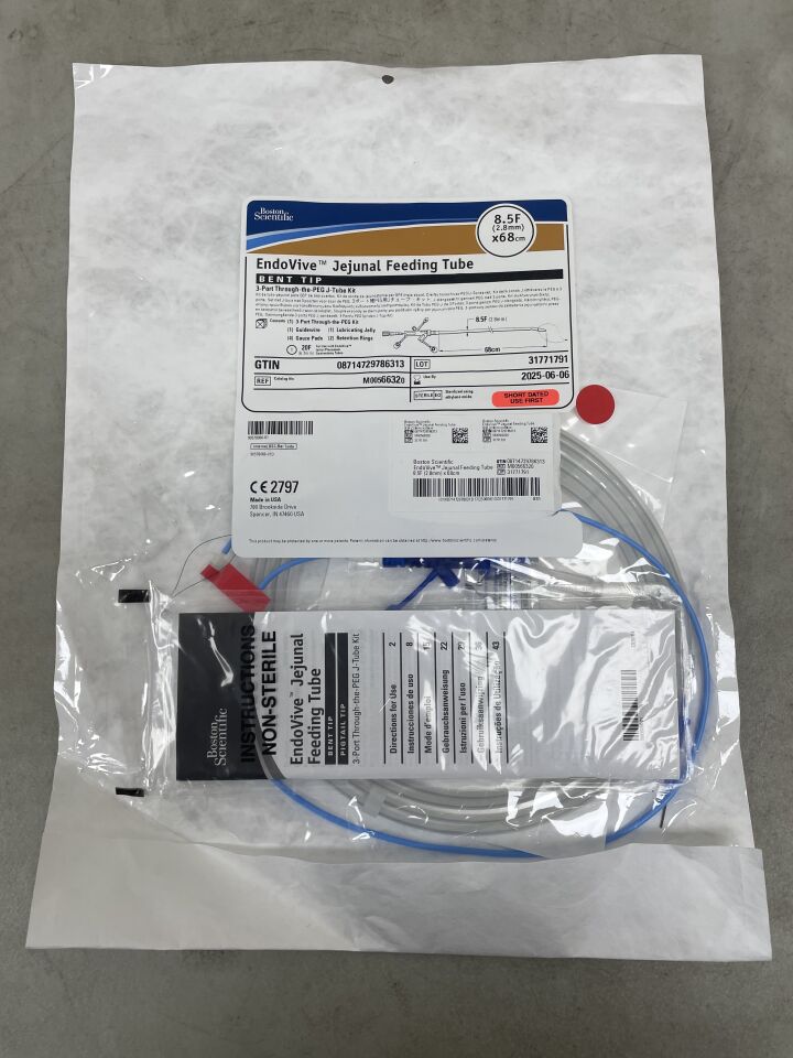 6632 - BOSTON SCIENTIFIC - Endovive Jenunal Feeding Tube Bent Tip 3-Port Through-the-PEG J-Tube Kit 8.5F / 68cm, (EA) - ( Expiry Date: 2025-06-06 )