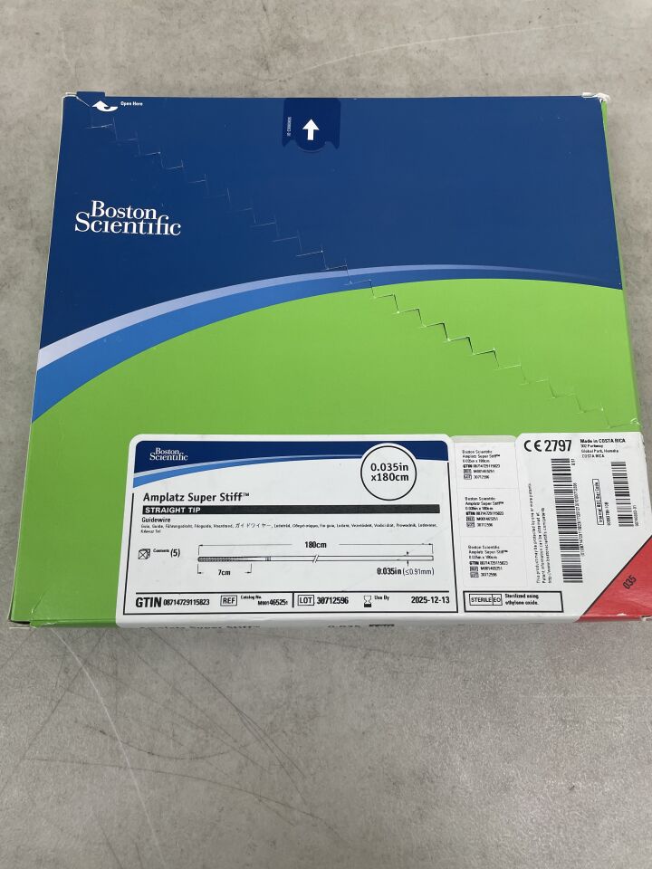 46525 - BOSTON SCIENTIFIC - Amplatz Super Stiff Guidewire - Straight Tip - .035" x 180cm, (BX/5) - ( Expiry Date: 2025-12-13 )