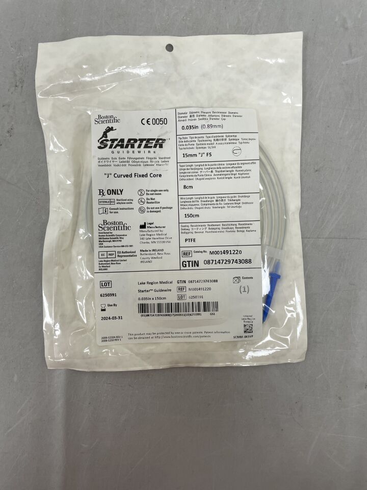 49122 - BOSTON SCIENTIFIC - Starter Guidewire - "J" Curved Fixed Core - .035" x 150cm, (EA) - ( Expiry Date: 2024-04-30 )