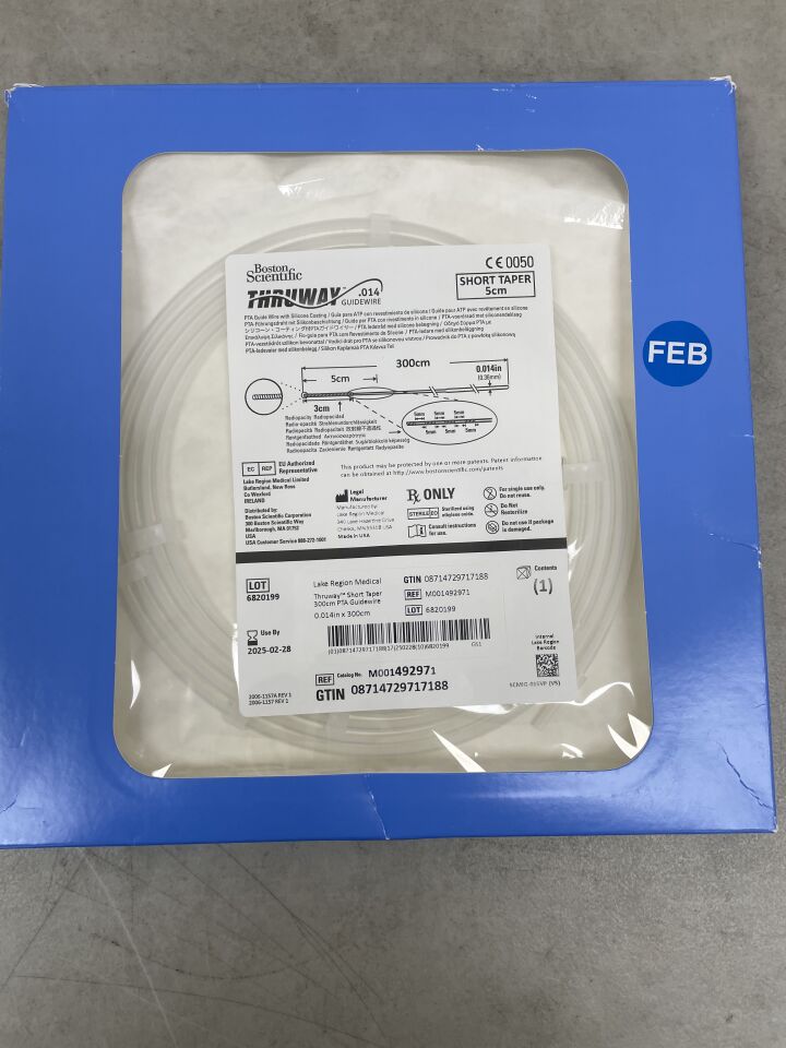 49297 - BOSTON SCIENTIFIC - thruway pta guidewire - short taper - .014" x 300cm, (BX/1) - ( Expiry Date: 2025-02-28 )