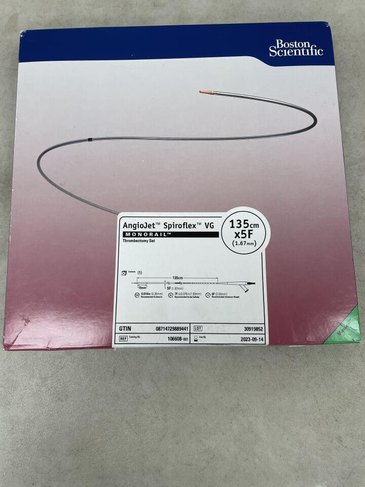 106608 - BOSTON SCIENTIFIC - AngioJet Spiroflex VG Thrombectomy Set - MONORAIL - 5Fr x 135cm, (BX/1) - ( Expiry Date: 2023-09-14 )