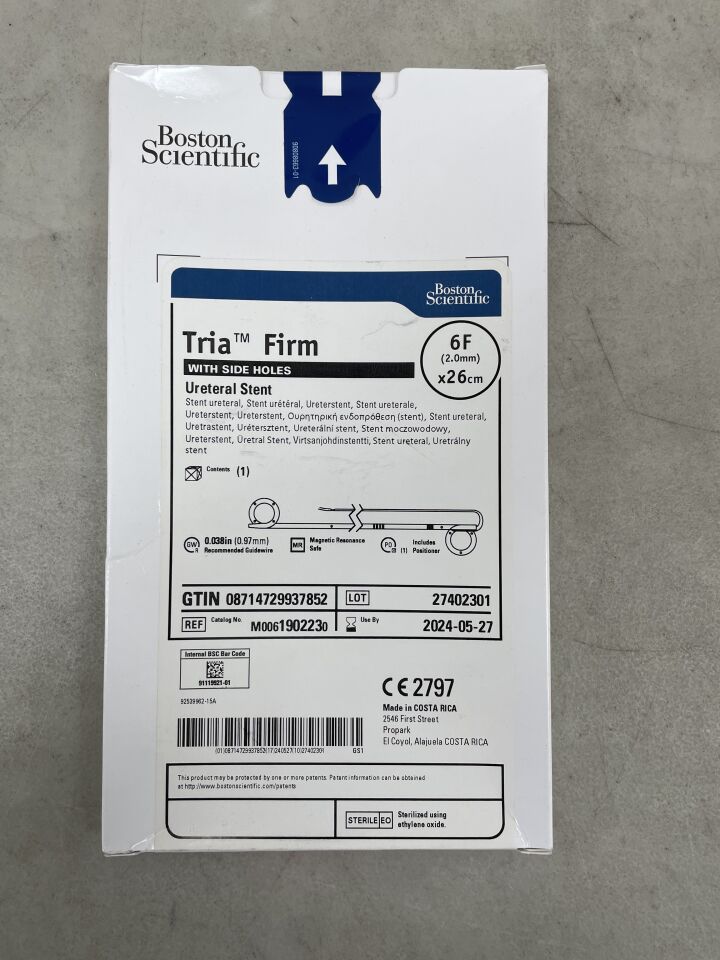 190223 - BOSTON SCIENTIFIC - tria firm uteral stent with side holes, 6f x 26cm, includes positioner, () - ( Expiry Date: 2024-05-27 )