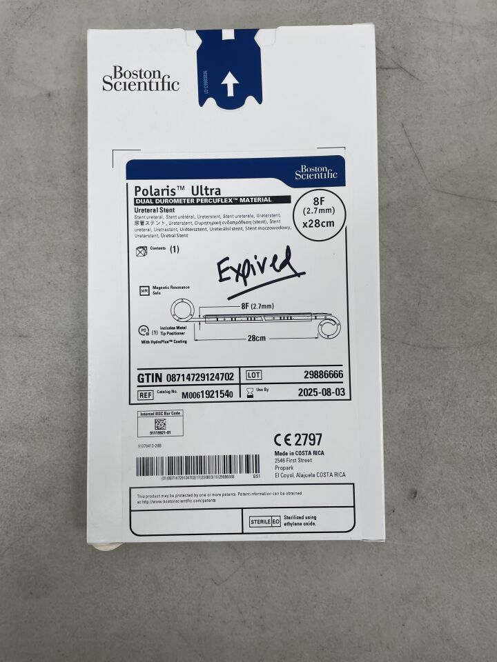 192154 - BOSTON SCIENTIFIC - polaris ultra dual durometer percuflex material ureteral stent 8f x 28cm, (BX/1) - ( Expiry Date: 2025-08-03 )