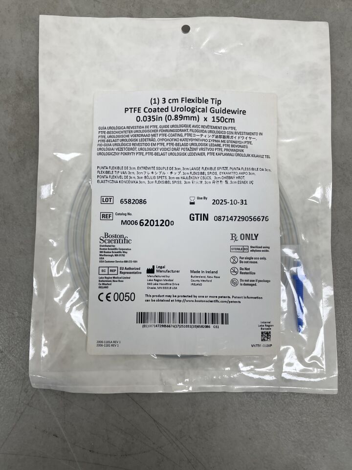 620120 - BOSTON SCIENTIFIC - PTFE Coated Urological Guidewire - 3cm Flexible Tip - .035" x 150cm, (EA) - ( Expiry Date: 2025-10-31 )