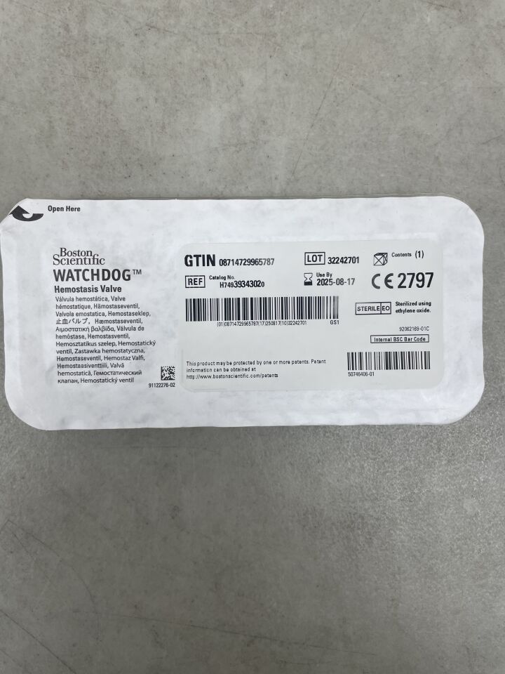 3934302 - BOSTON SCIENTIFIC - WATCHDOG Hemostasis Valve, (EA) - ( Expiry Date: 2025-08-17 )