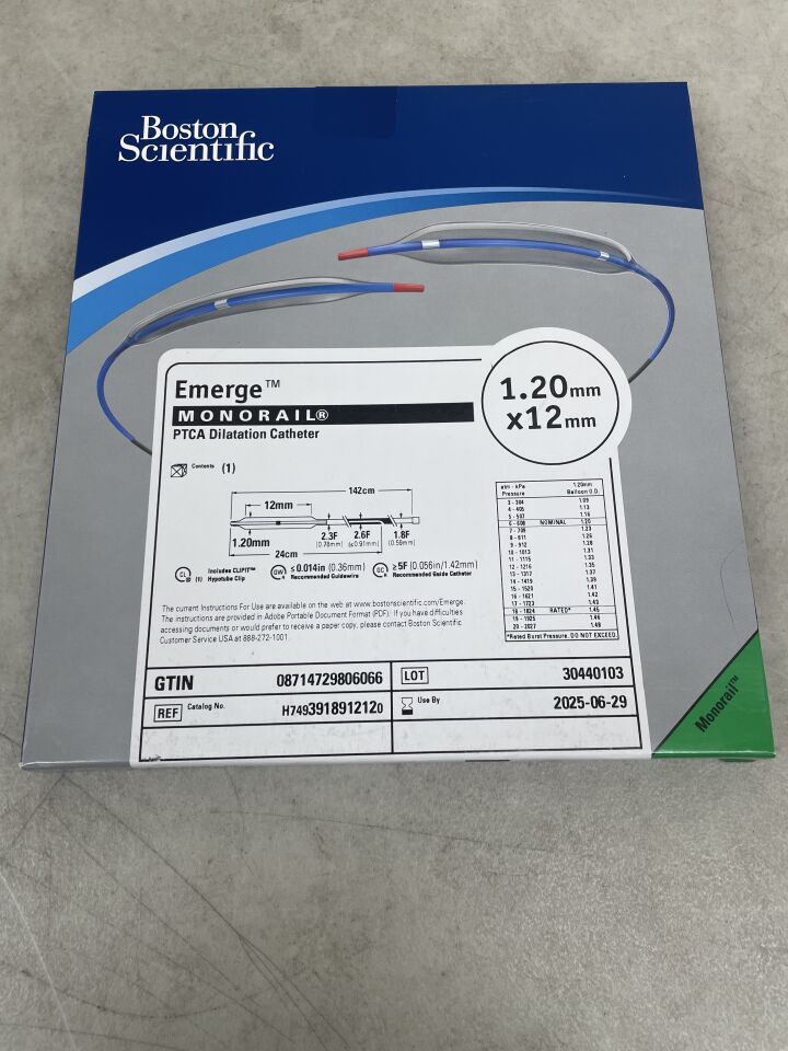 391891212 - BOSTON SCIENTIFIC - Emerge Monorail PTCA Dilatation Catheter - 1.20mm x 12mm, (BX/1) - ( Expiry Date: 2025-06-29 )