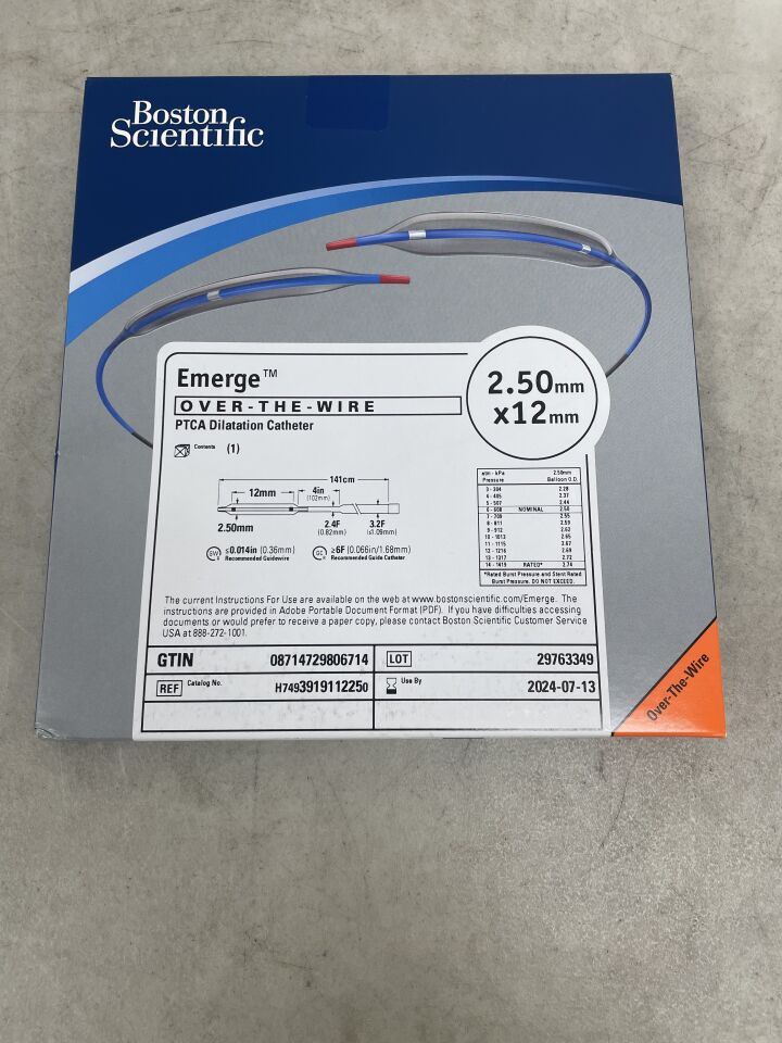 391911225 - BOSTON SCIENTIFIC - Emerge OTW PTCA Dilatation Catheter - 2.50mm x 12mm, (BX/1) - ( Expiry Date: 2024-07-13 )