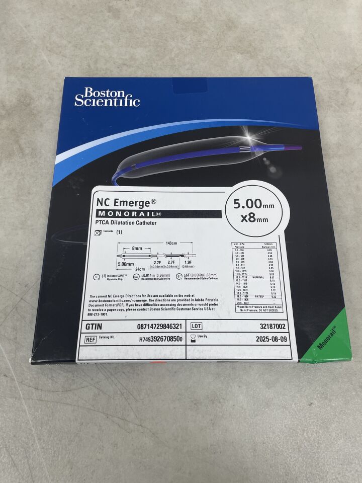392670850 - BOSTON SCIENTIFIC - NC Emerge Monorail PTCA Dilatation Catheter - 5.00mm x 8mm, (BX/1) - ( Expiry Date: 2025-08-09 )