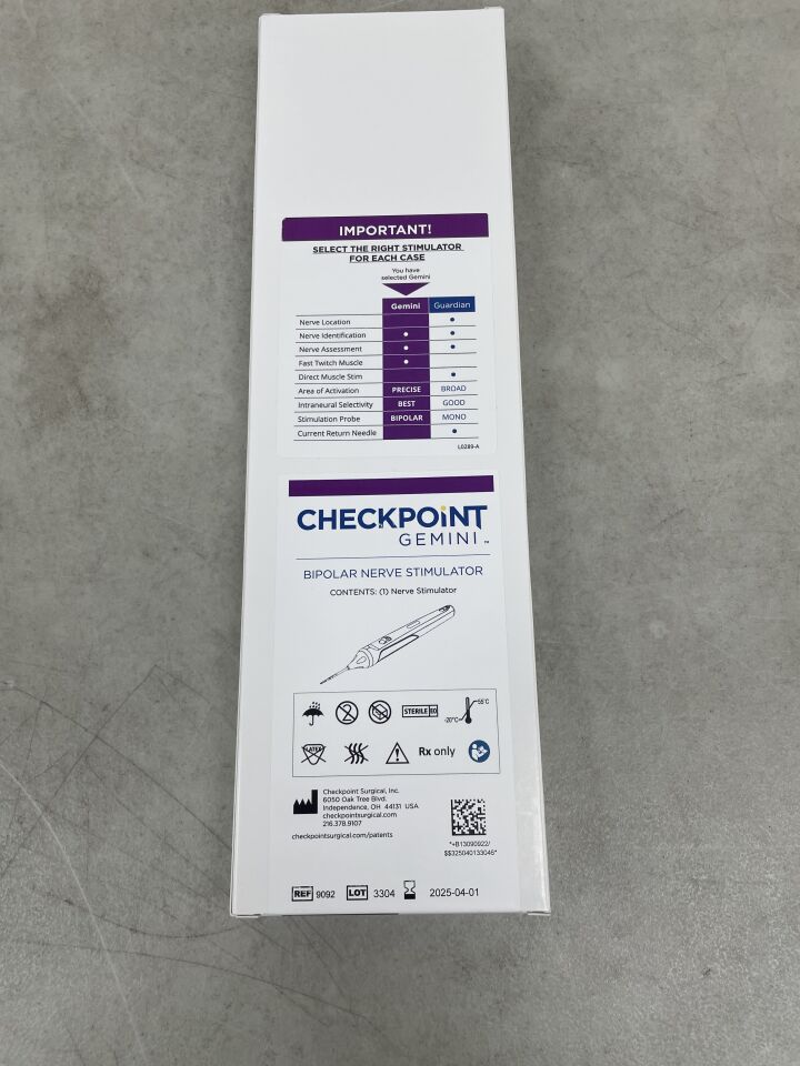9092 - CHECKPOINT - Gemini Bipolar Nerve Stimulator, (BX/1) - ( Expiry Date: 2025-04-01 )