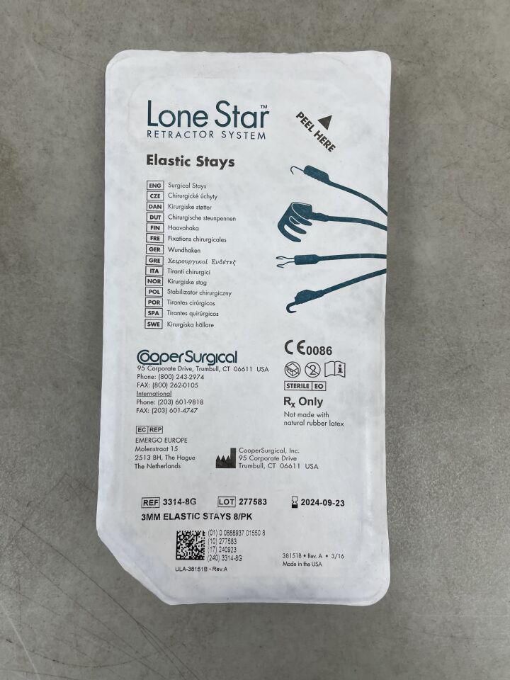 3314-8G - COOPER SURGICAL - Lone Star Elastic Stays, 3mm Sharp Hook (8 per pack), (EA) - ( Expiry Date: 2024-09-23 )
