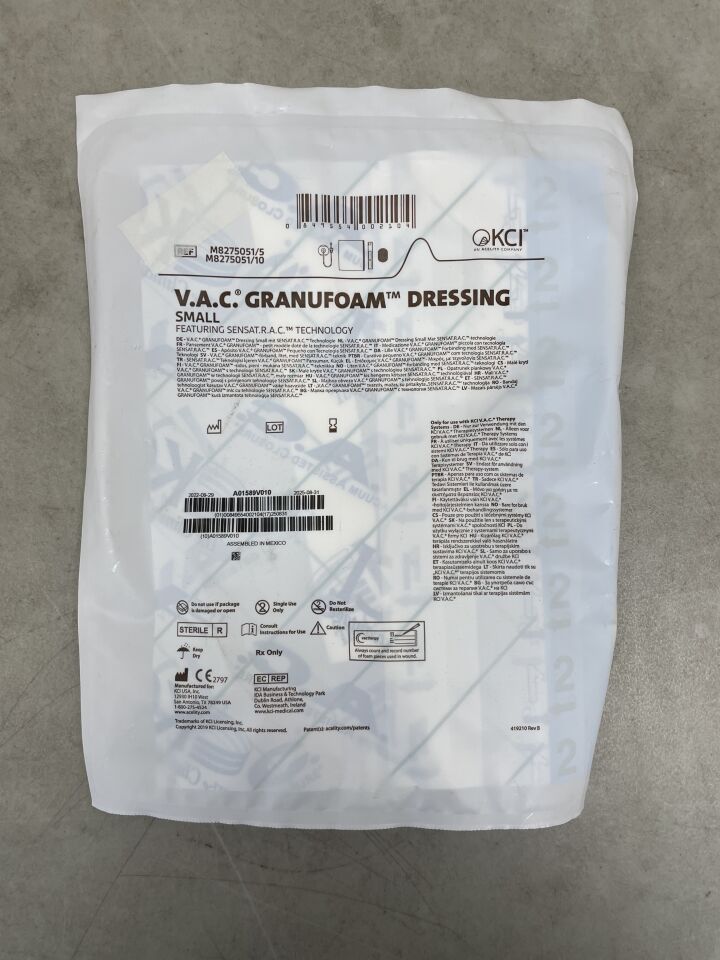 M8275051 - KCI - V.A.C. GranuFoam Small Dressing Kit, SensaT.R.A.C, (EA) - ( Expiry Date: 2025-08-31 )