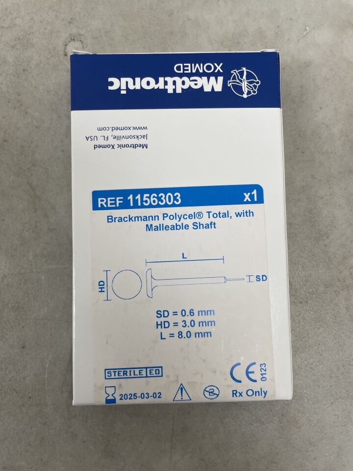 1156303 - MEDTRONIC - Brackmann Modified Total Polycel with Malleable Shaft, (BX/1) - ( Expiry Date: 2025-03-02 )
