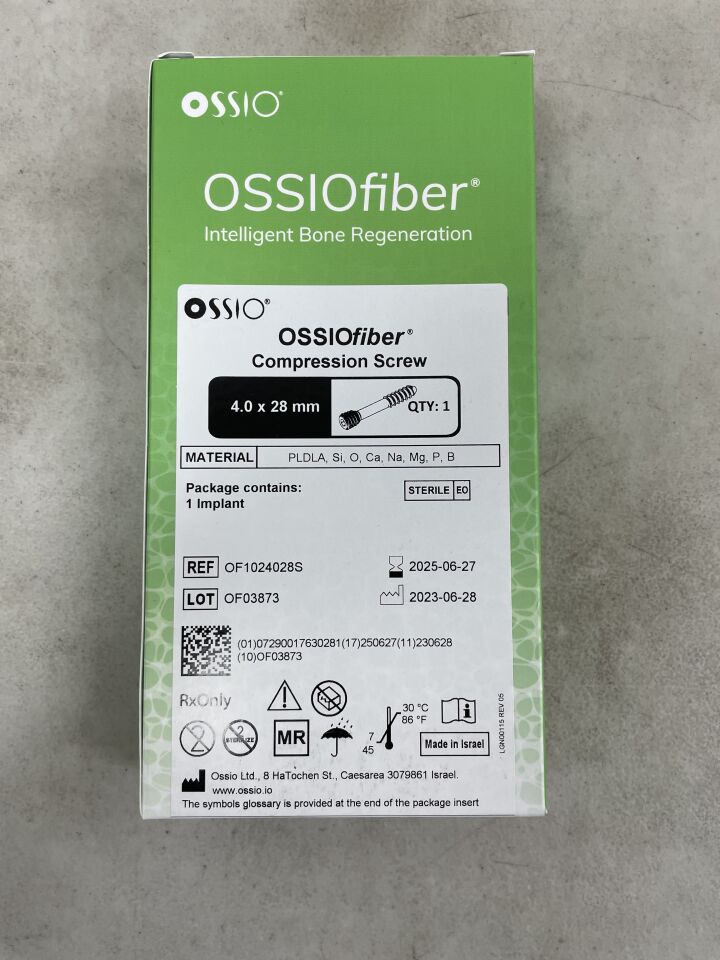 OF1024028S - OSSIO - OSSIOfiber Compression Screw, 4.0 x 28mm, (BX/1) - ( Expiry Date: 2025-06-27 )