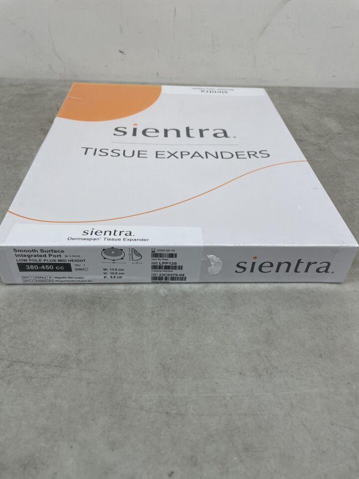 LPP13S - SIENTRA - Dermaspan Tissue Expander Smooth Surface, Remote Port, Mid Height, 380-450cc, (BX/1) - ( Expiry Date: 2025-03-14 )