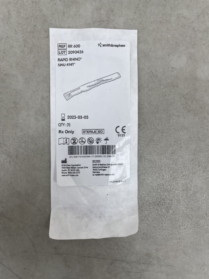 RR600 - SMITH & NEPHEW - Rapid Rhino SINU-KNIT, (EA) - ( Expiry Date: 2024-01-27 )