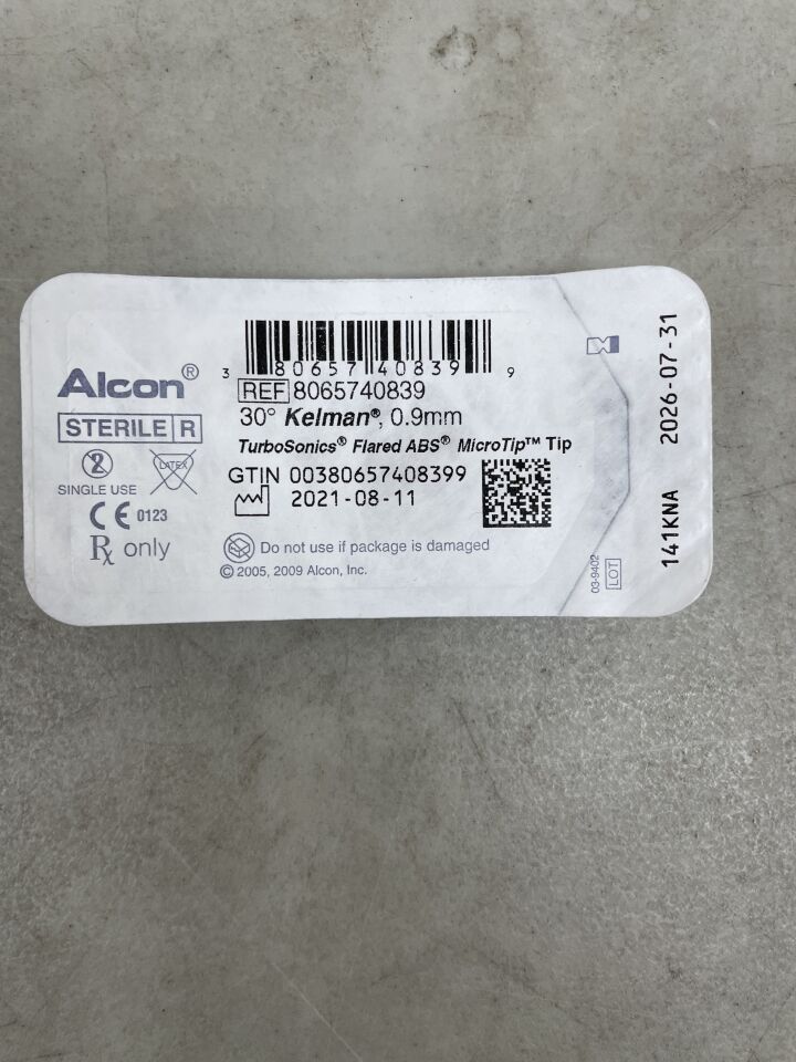 8065740839 - ALCON - Micropunta acampanada TurboSonics ABS, 30 grados, Kelman, 0,9 mm, (unidad) - (Fecha de caducidad: 31/07/2026)