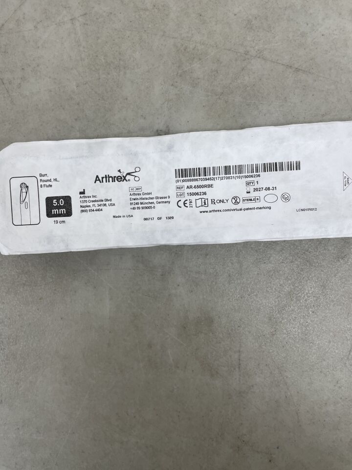 AR-6500RBE - ARTHREX - burr, round, hl, 8 flute -, (EA) - ( Expiry Date: 2027-08-31 )