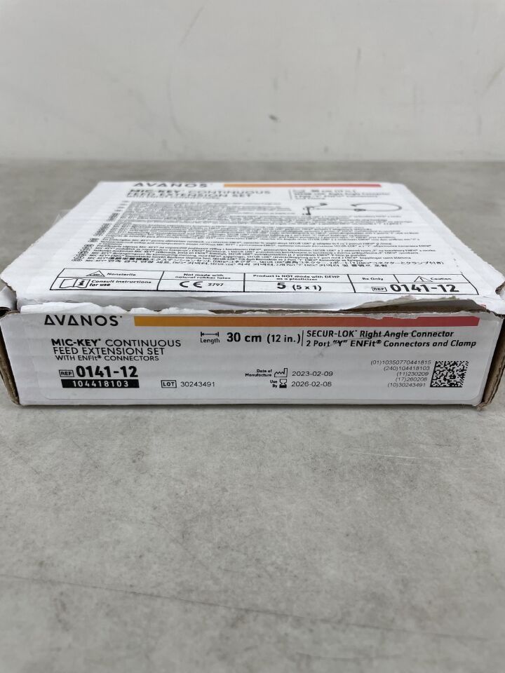 0141-12 - AVANOS MEDICAL - Juego de extensión de alimentación continua MIC-KEY con ENFit, 30 cm, (Caja de 5) - (Fecha de caducidad: 08/02/2026)