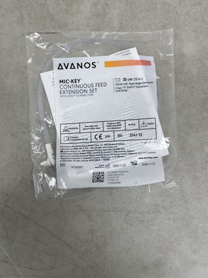 0141-12 - AVANOS MEDICAL - Juego de extensión de alimentación continua MIC-KEY con ENFit, 30 cm (unidad) - (Fecha de caducidad: 21/11/2026)