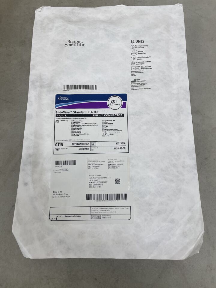 0904  -  BOSTON SCIENTIFIC  -  EndoVive Standard PEG Kit Percutaneous Endoscopic Gastrostomy Kit ENFit , (  )  -  ( Expiry Date : 2026-09-30 )