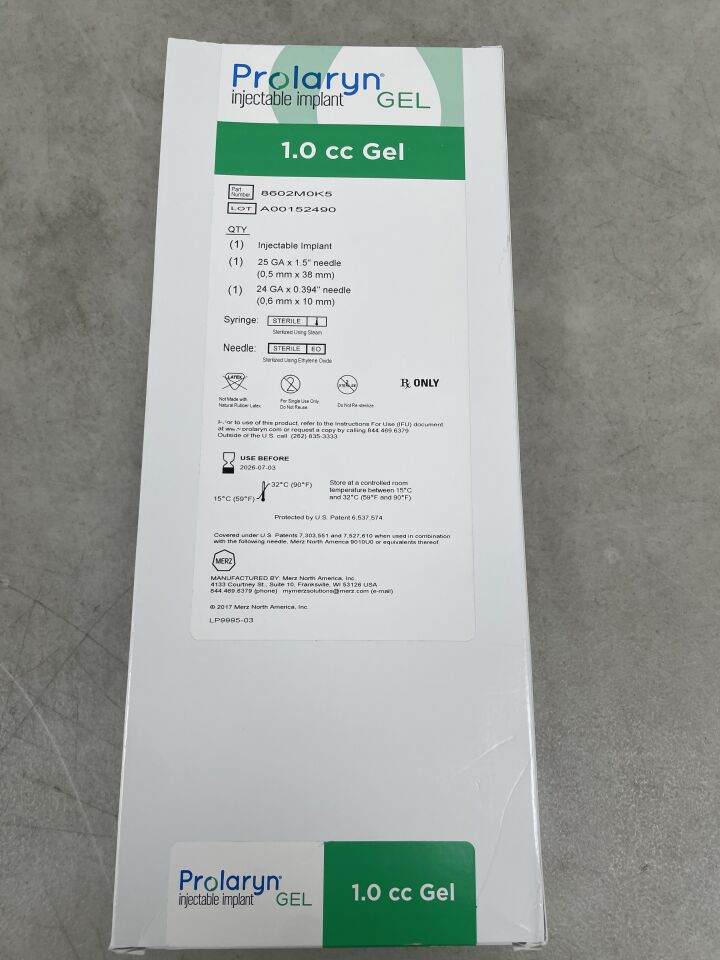 8602M0K5 - MERZ - Prolaryn 注射式植入劑 1.0cc 凝膠，（盒/1）-（有效期至：2026-07-03）