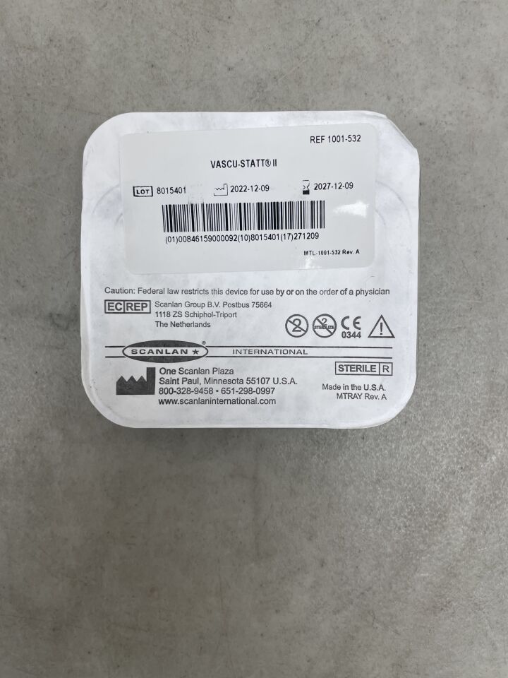 1001-532 - SCANLAN - Vascu-Stat II Bulldog 直型中型血管夾（每包 2 個），（EA）-（有效期至：2027-12-09）