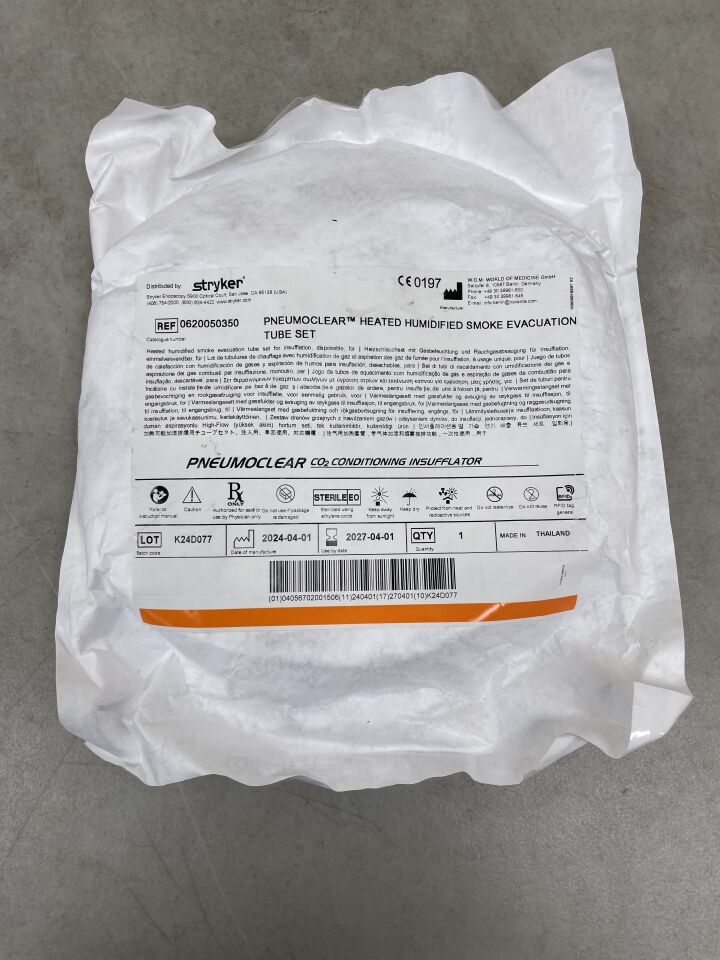 620050350  -  STRYKER  -  PneumoClear Smoke Evacuation High Flow Tube Set for CO2 Conditioning Insufflator , ( EA )  -  ( Expiry Date : 2027-04-01 )
