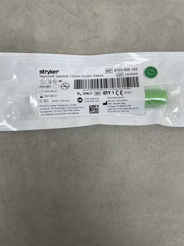 0703-005-125  -  STRYKER  -  Neptune Suction Sleeve 125mm , ( EA )  -  ( Expiry Date : 2027-08-21 )