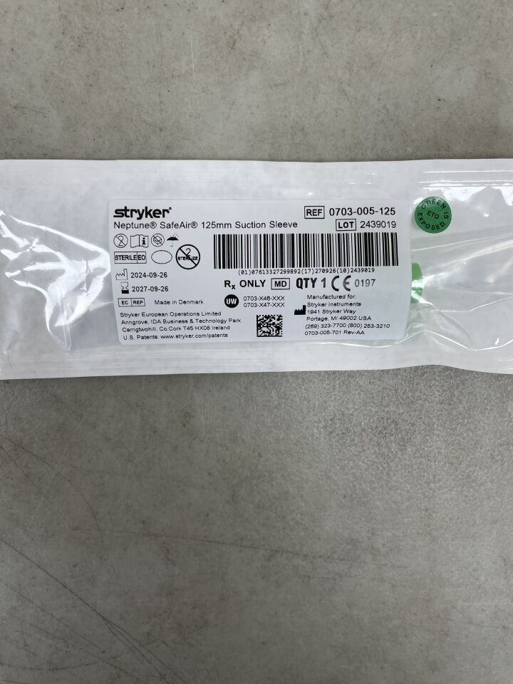 0703-005-125  -  STRYKER  -  Neptune Suction Sleeve 125mm , ( EA )  -  ( Expiry Date : 2027-09-26 )