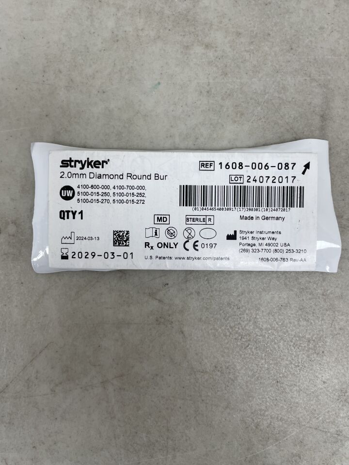 1608-006-087  -  STRYKER  -  Diamond Round Micro Burr, 2 mm Head Diameter, 54 mm Length , ( EA )  -  ( Expiry Date : 2029-03-01 )