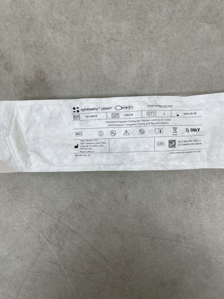 40-3001R  -  SYMMETRY SURGICAL  -  Olsen Integrated Electrosurgical Irrigation Tubing & Bipolar Cord Set 12' , ( EA )  -  ( Expiry Date : 2029-09-28 )