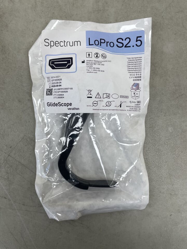0574-0201  -  VERATHON MEDICAL  -  GlideScope Spectrum Titanium LoPro S2.5 (Hyperangle) , ( EA )  -  ( Expiry Date : 2026-08-04 )
