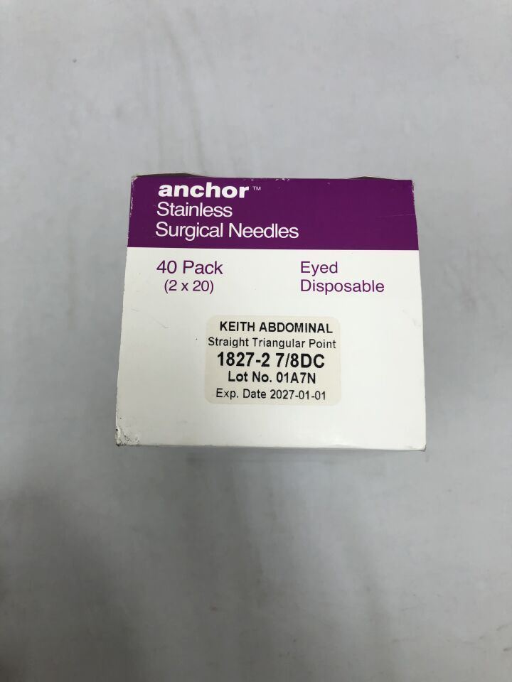 1827-2 - ANCHOR - Stainless Surgical Needles, Keith Abdominal Straight Triangular Point, () - ( Expiry Date: 2027-01-01 )
