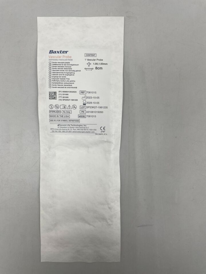 7081015 - BAXTER - Disposable Vascular Probe 8cm, (EA) - ( Expiry Date: 2028-09-21 )