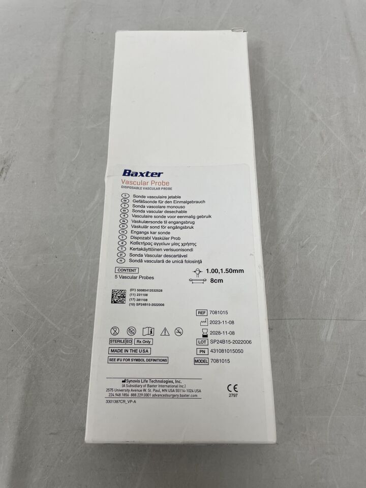 7081015 - BAXTER - Disposable Vascular Probe 8cm, (BX/5) - ( Expiry Date: 2028-11-08 )