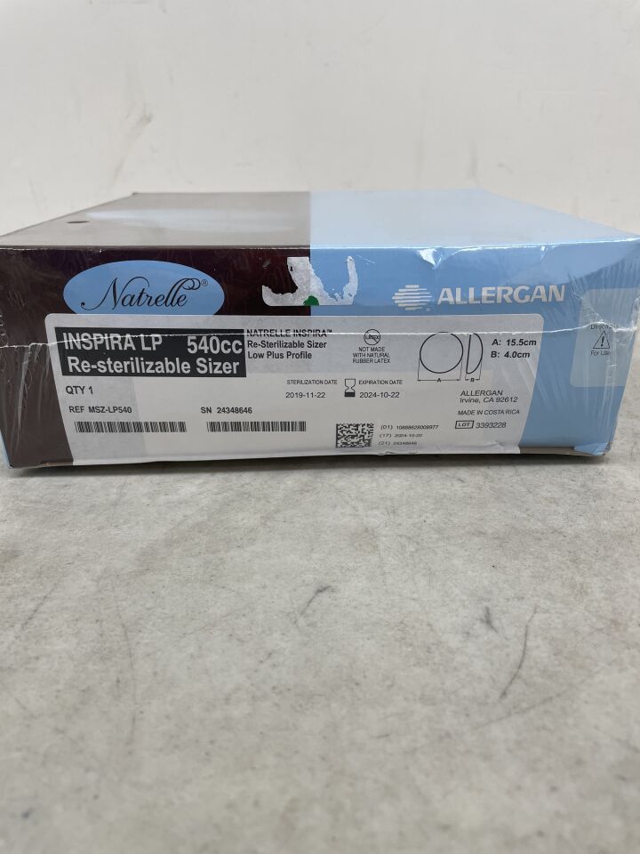 MSZ-LP540 - ALLERGAN - Natrelle INSPIRA LP Re-sterilizable Sizer 540cc 15.5x4.0cm, (BX/1) - ( Expiry Date: 2024-10-22 )