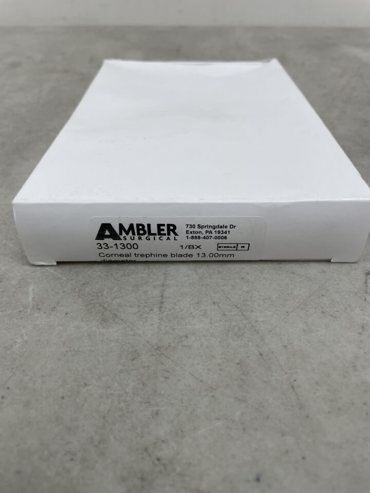 33-1300 - AMBLER SURGICAL - corneal trephine, single-use corneal trephine blade, long, 16.0mm length, 13.00mm diameter, (BX/1)