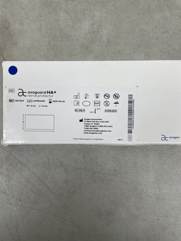 AGHA24 - AXOGEN - AxoGuard HA+ Nerve Protector Extracellular Matrix (ECM) 2cm x 4cm, (BX/1) - ( Expiry Date: 2025-08-26 )